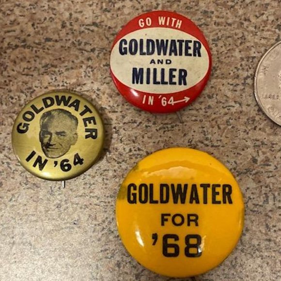 3 Goldwater - Miller campaign buttons, 1964 & 1968 - Picture 1 of 3